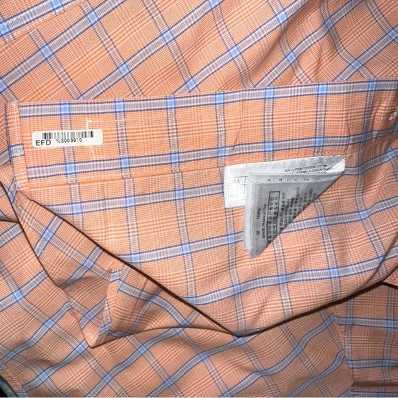 Brooks Brothers 346 Men’s Button Up Dress Shirt Orange‎ Blue Checkered Cotton - Picture 11 of 11